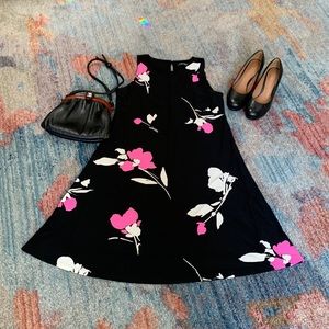 Ralph Lauren Sleeveless black W/ abstract pink and white floral design size 4
